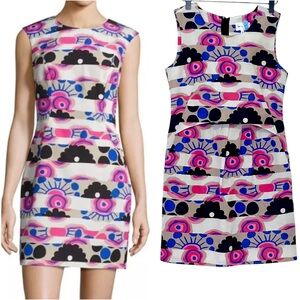 Milly Sleeveless Banded Modern-Print A-Line Dress Size 2